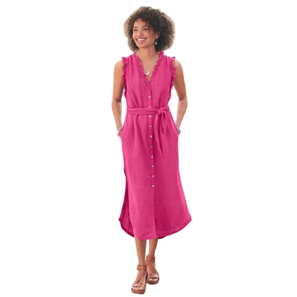 NWT Sundance Catalog Antoniette Linen Dress Pink XS MSRP$148